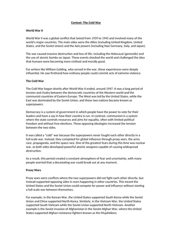 The Cold War Context Worksheet
