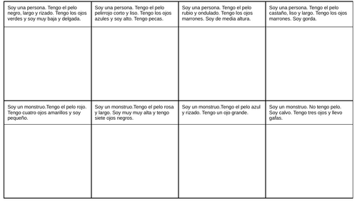 Y7 Spanish Draw the Description