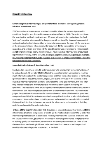 The Cognitive Interview - Essay - Psychology - Degree Level