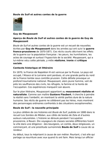 Boule de Suif et autres contes de la guerre – Guy de Maupassant – Overview