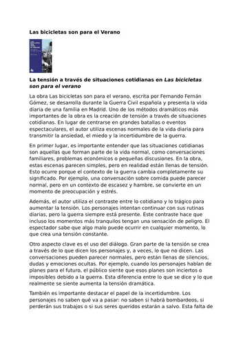 Las bicicletas son para el verano – Fernando Fernán Gómez – Creating Tension