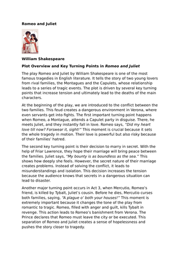 Romeo and Juliet – William Shakespeare – Key Turning Points