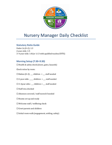 Nursery manager tick chart
