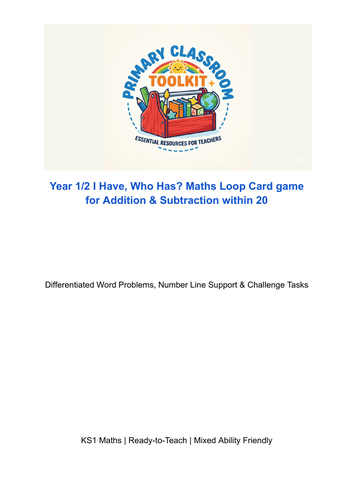 I Have, Who Has? KS1 Maths Game Addition & Subtraction to 20 Loop Cards (Y1/2 Whole Class Activity)