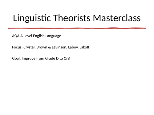AQA A Level English Language –Theorists Revision (Crystal, Brown & Levinson, Labov, Lakov)