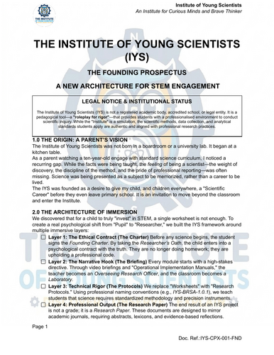 The IYS Founding Prospectus: A Multi-Layered STEM Immersive Framework (KS2)