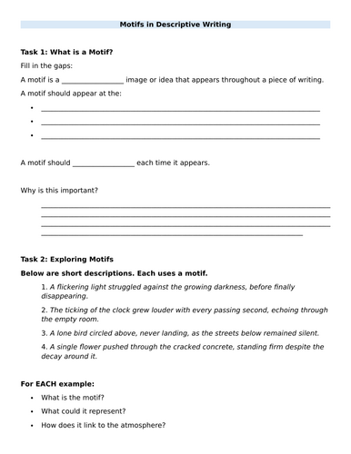 Descriptive Writing: Using Motifs