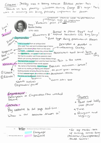 AQA Power and Conflict annotated poems ALL