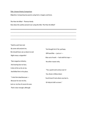 Unseen Poetry Comparison