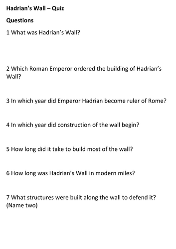 Hadrians Wall Quiz