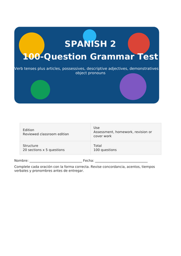 SPANISH GRAMMAR TEST 2
