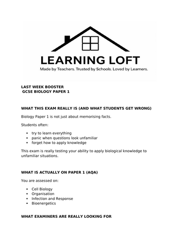 GCSE Biology - P1 revision guide