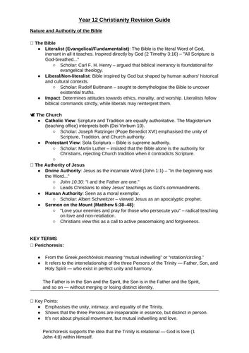 AQA A level religious studies: Year 1 and 2 revision notes