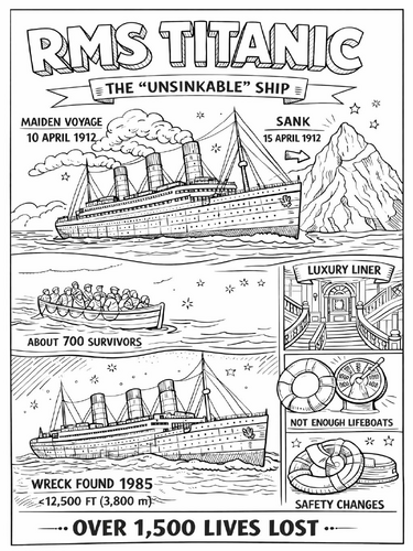 RMS Titanic coloring poster