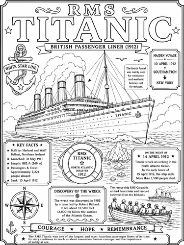 RMS Titanic coloring poster