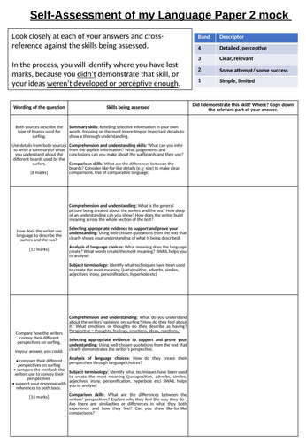 Self-assessment Language Paper 2 - AQA