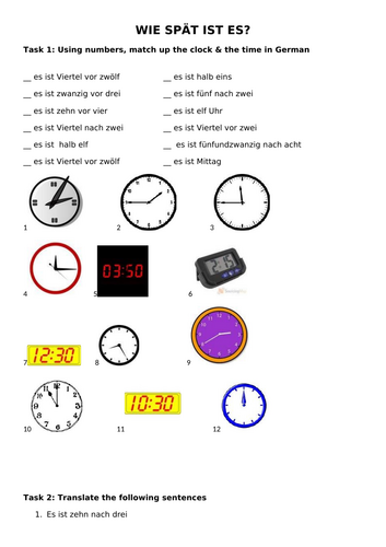 German time worksheet