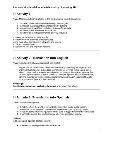 A level SP Las celebridades del mundo televisivo y cinematográfico