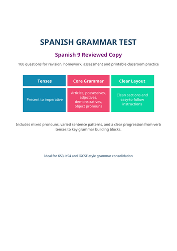 SPANISH GRAMMAR TEST 9
