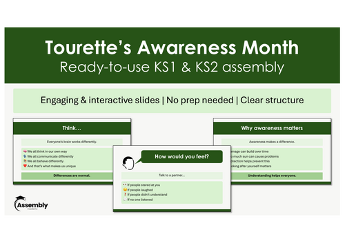 Tourette’s Awareness Month Assembly | KS1 & KS2 | Ready-to-Use | No Prep