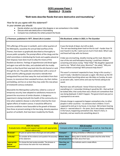 OCR GCSE Language Paper 1 - Q4 scaffolded practice