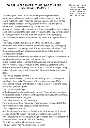 AQA English Language Paper 1 – Full Resource (War Against the Machine) 2026