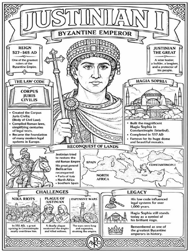 Justinian I coloring poster