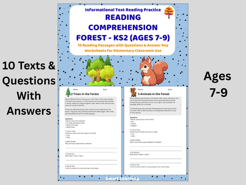Reading Comprehension Forest Worksheets (Ages 7–9) | 10 Texts ...