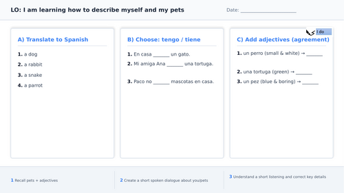 Y7 Spanish Describing Self & Pets: Full PPT