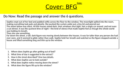 Cover lesson: Creative writing inspired by the BFG