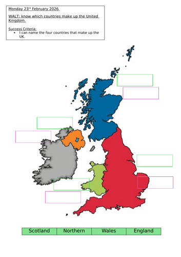 Four Countries of the UK Worksheet