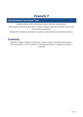 FRENCH GRAMMAR TEST 6