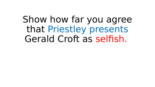 An Inspector Calls- Gerald Croft Selfish Essay Plan