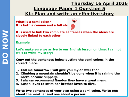 AQA Language Paper Question 5- Story Writing