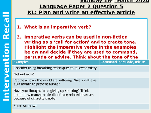 AQA English Language Paper 2 Q5- Article Writing