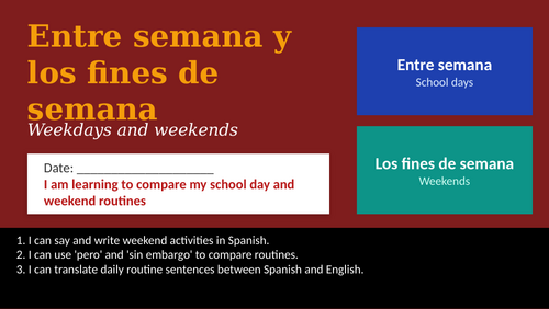 Year 8 Spanish Daily Routine Lesson 3