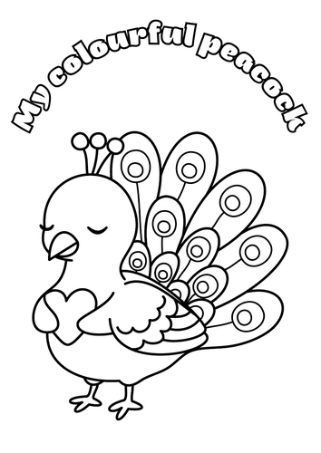 My colourful peacock - colouring sheet for primary