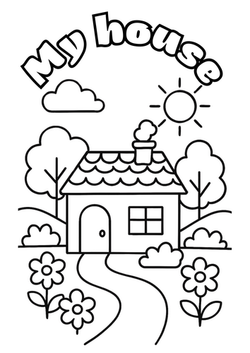 My house - primary colouring sheet PDF printable