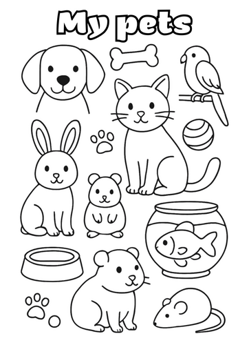 My pets - colouring sheet for primary PDF