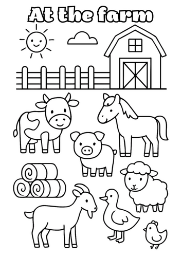 At the farm - colouring sheet primary