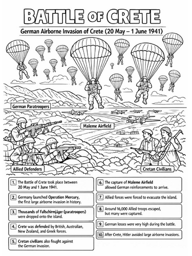 Battle of Crete coloring poster