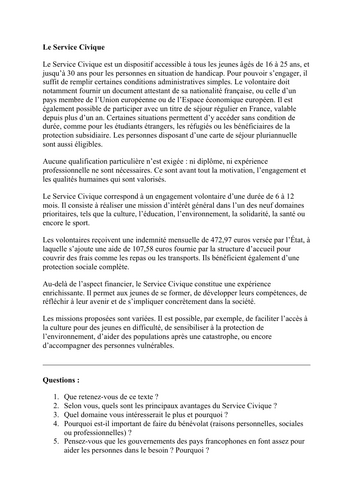 Le Service Civique en France