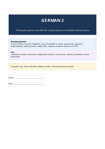 GERMAN GRAMMAR TEST 2