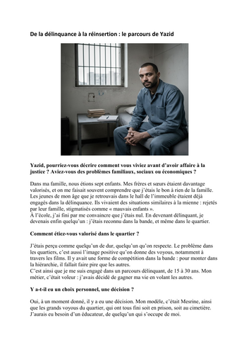De la délinquance à la réinsertion  le parcours de Yazid