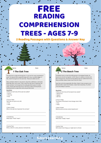 FREE: Reading Comprehension Nature Worksheets - Ages 7-9 | Informational Texts