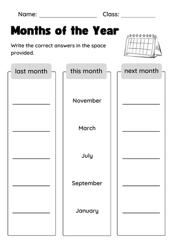Months of the Year - Maths