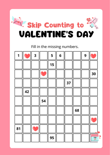 Missing numbers - Valentine's Day Theme