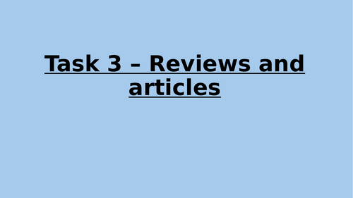 ESOL Entry 2 writing reviews/articles lesson