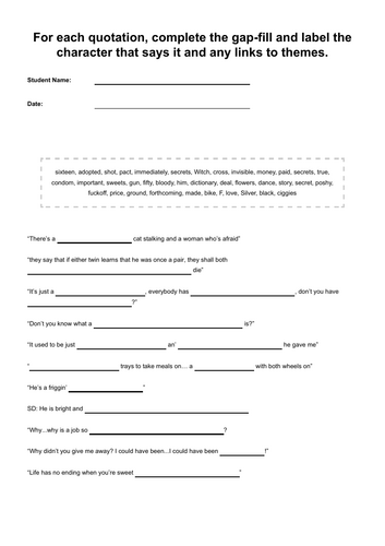 Blood Brothers Quotation Gap-fill