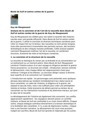 Boule de Suif - Guy de Maupassant - Narrative Techniques